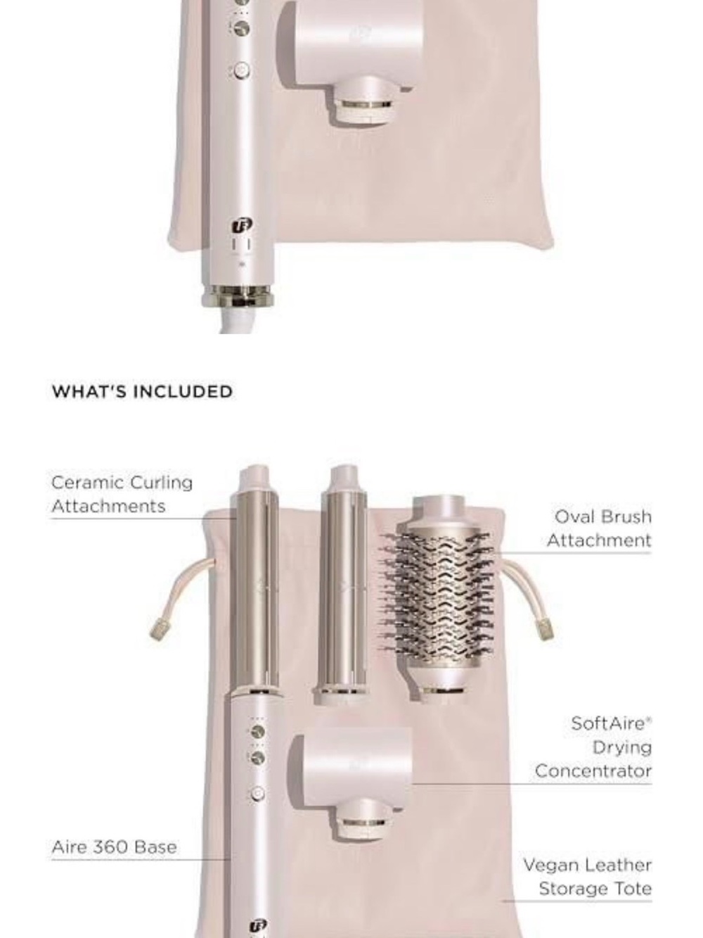 Pink SoftAire Hair Styler Set with Ceramic Curling & Oval Brush Attachments
